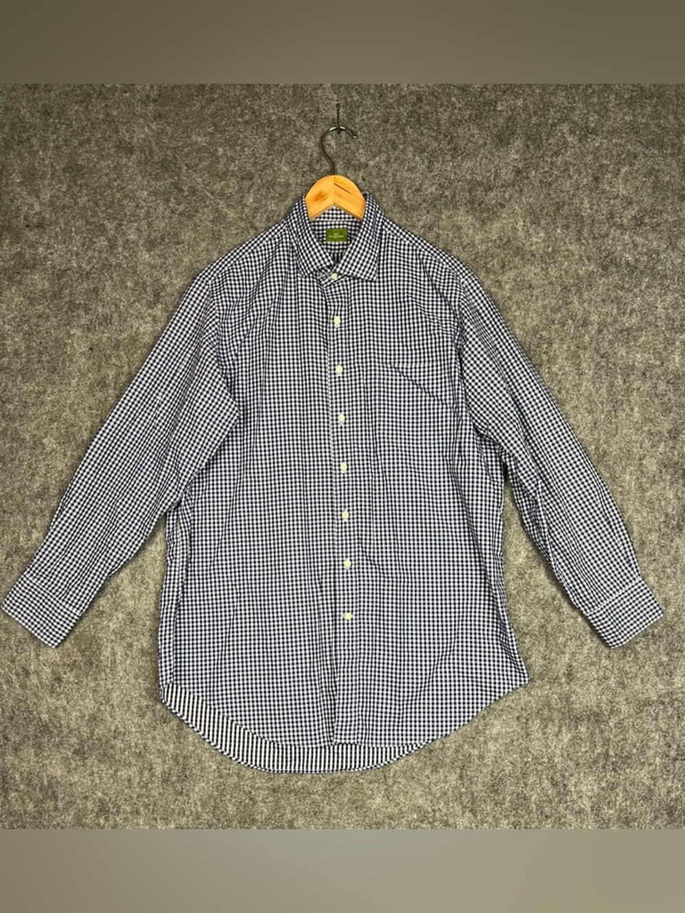 Sid Mashburn Navy & White Gingham Dress Shirt Size L